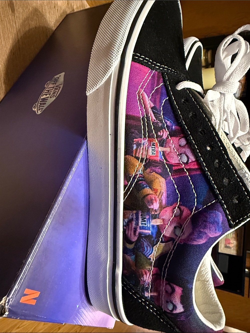 Vans  Low-Top Sneakers in Black with Purple and Pink Graphic